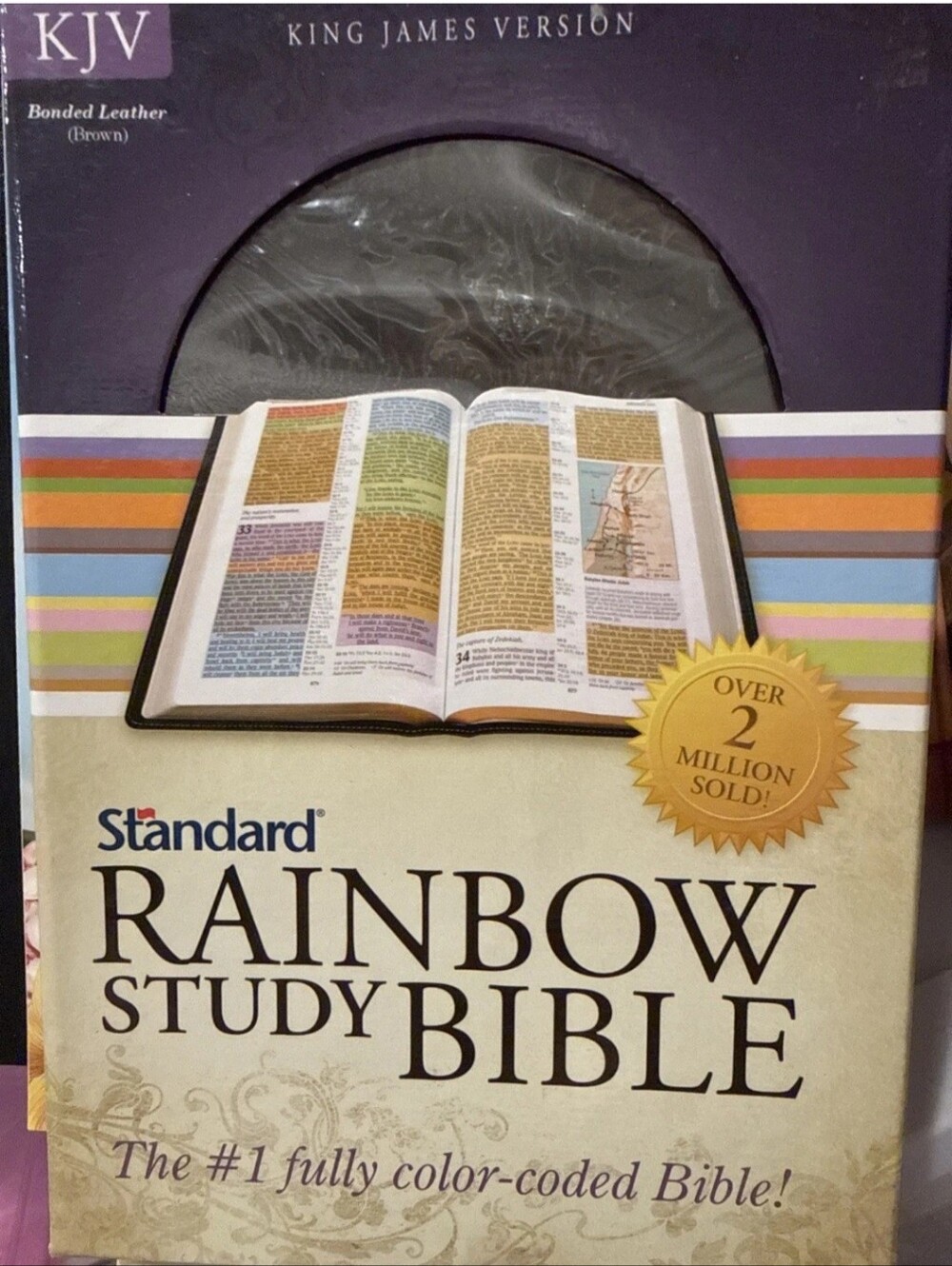 Pre-Owned KJV Standard Rainbow Study Bible, Brown Bonded Leather